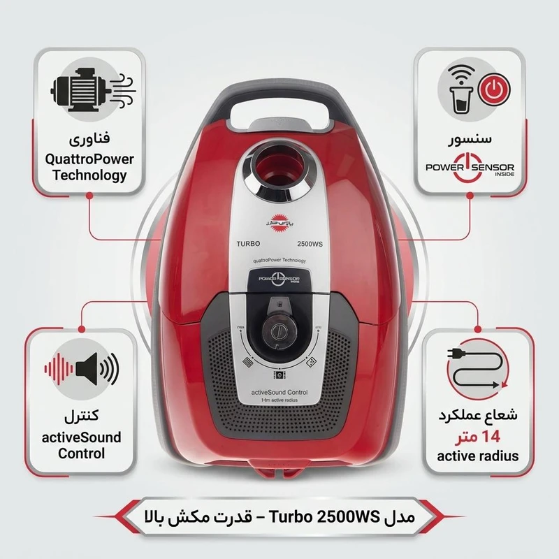 جاروبرقی پارس خزر مدل Turbo 2500WS - تصویر 2